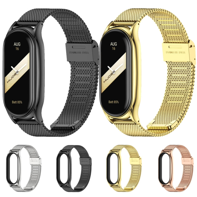 For Xiaomi Mi Band 8 Mijobs Plus Case Milan Buckle Metal Watch Band(Silver) by MIJOBS