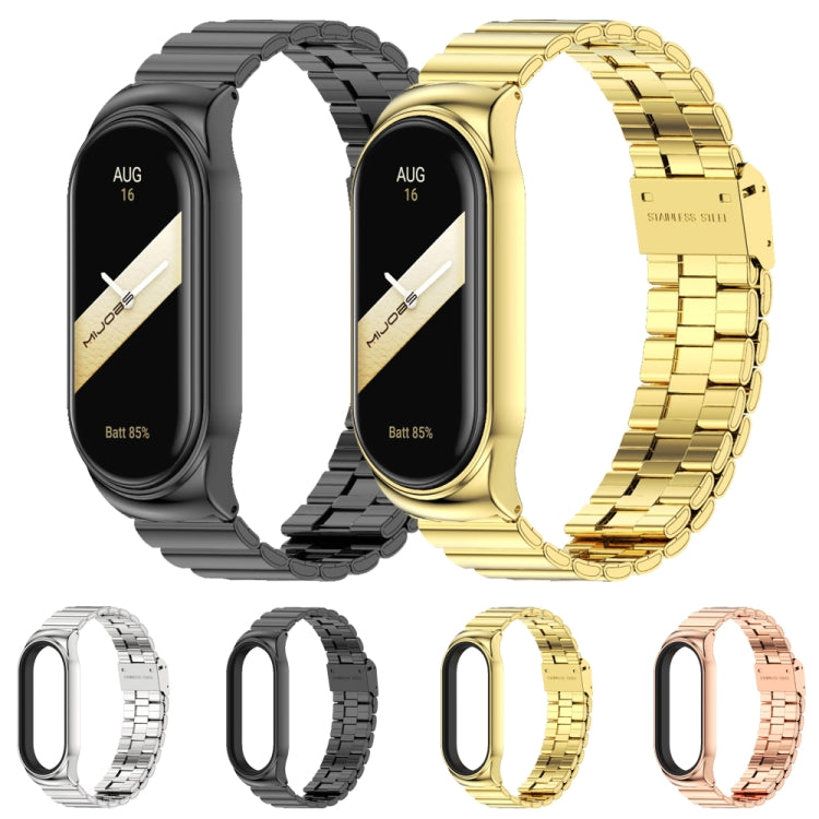 For Xiaomi Mi Band 8 Mijobs CS Case Bamboo Buckle Metal Watch Band(Silver) by MIJOBS