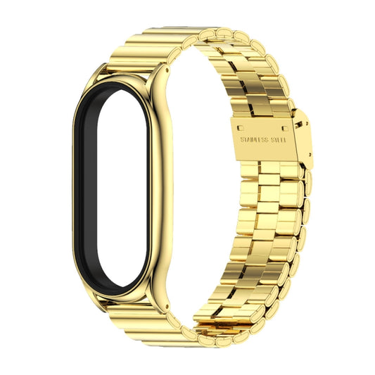 For Xiaomi Mi Band 8 Mijobs Plus Case Bamboo Buckle Metal Watch Band(Gold) by MIJOBS