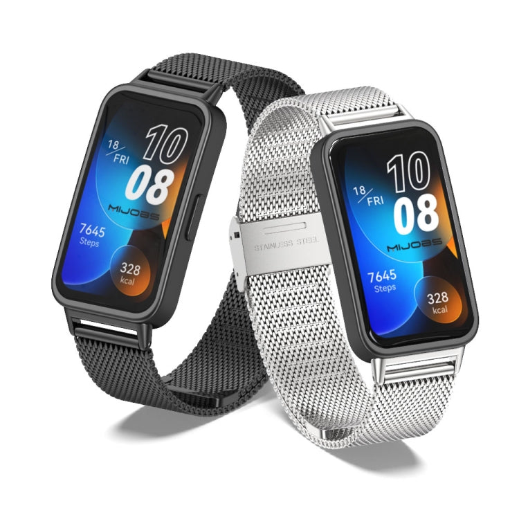 For Huawei Band 8 / 9 / 10 Mijobs Milan Buckle Stainless Steel Watch Band(Black) by MIJOBS