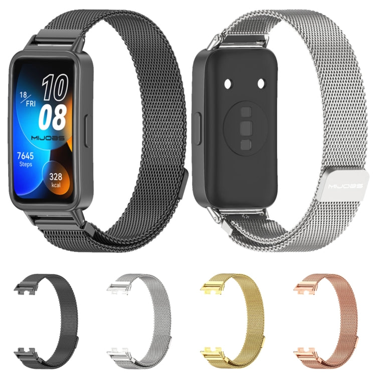 For Huawei Band 8 / 9 / 10 Mijobs Milan Magnetic Stainless Steel Watch Band(Rose Gold) - Watch Bands by MIJOBS | Online Shopping UK | buy2fix