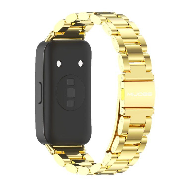 For Huawei Band 8 / 9 / 10 Mijobs Three Bead Bamboo Stainless Steel Watch Band(Gold) - Watch Bands by MIJOBS | Online Shopping UK | buy2fix