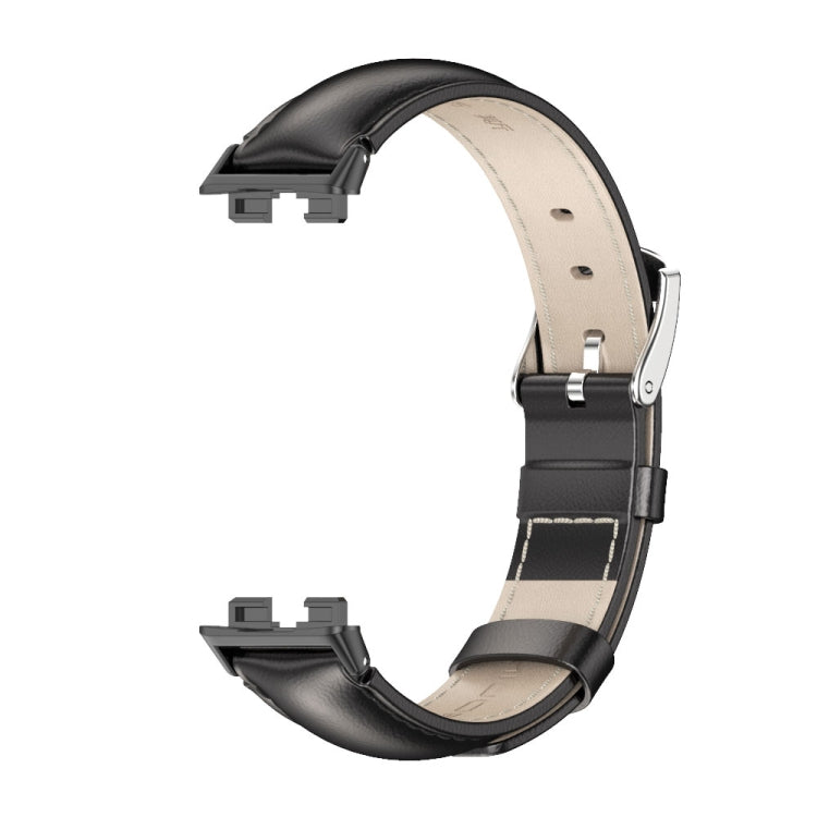 For Huawei Band 8 / 9 / 10 Mijobs Cowhide Leather Watch Band(Black) - Watch Bands by MIJOBS | Online Shopping UK | buy2fix