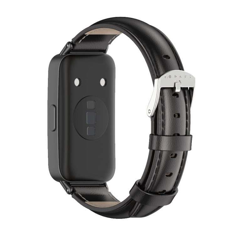 For Huawei Band 8 / 9 / 10 Mijobs Cowhide Leather Watch Band(Black) - Watch Bands by MIJOBS | Online Shopping UK | buy2fix