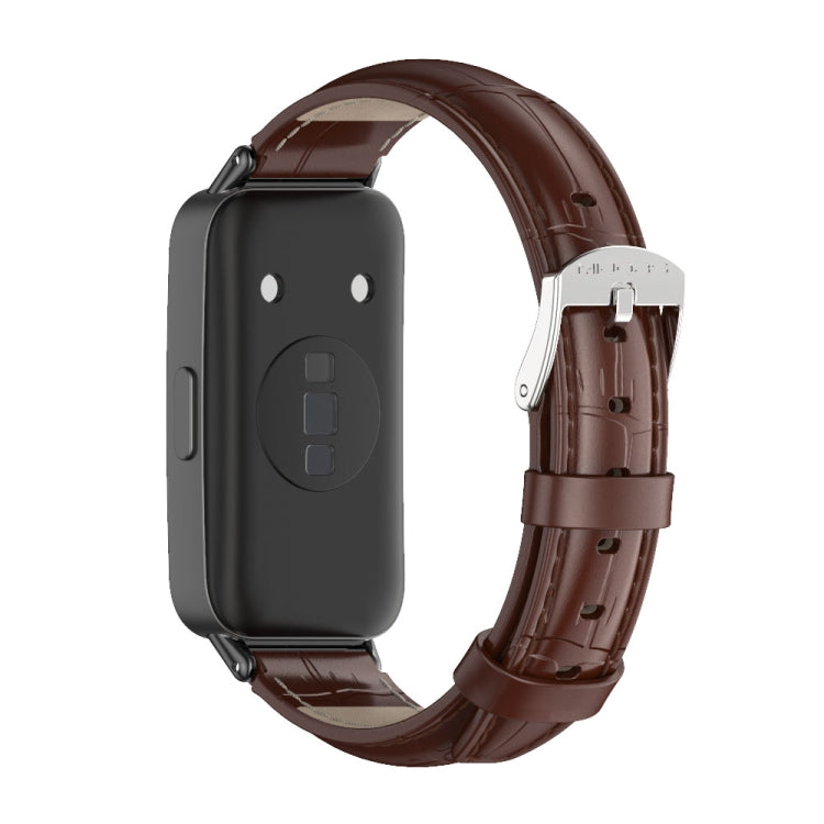 For Huawei Band 8 / 9 / 10 Mijobs Cowhide Leather Watch Band(Bamboo Coffee Black) - Watch Bands by MIJOBS | Online Shopping UK | buy2fix