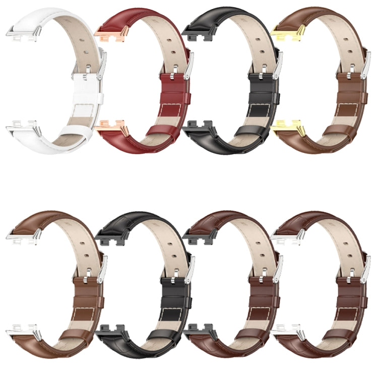 For Huawei Band 8 / 9 / 10 Mijobs Cowhide Leather Watch Band(Black) - Watch Bands by MIJOBS | Online Shopping UK | buy2fix