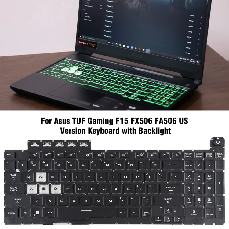 For Asus TUF Gaming F15 FX506 FA506 US Version Backlight Laptop Keyboard(Black) by buy2fix
