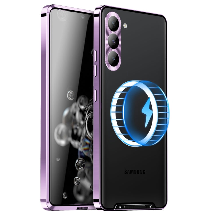 For Samsung Galaxy S24+ 5G MagSafe Magnetic Frosted Metal Phone Case(Purple) - Galaxy S24+ 5G Cases by buy2fix | Online Shopping UK | buy2fix