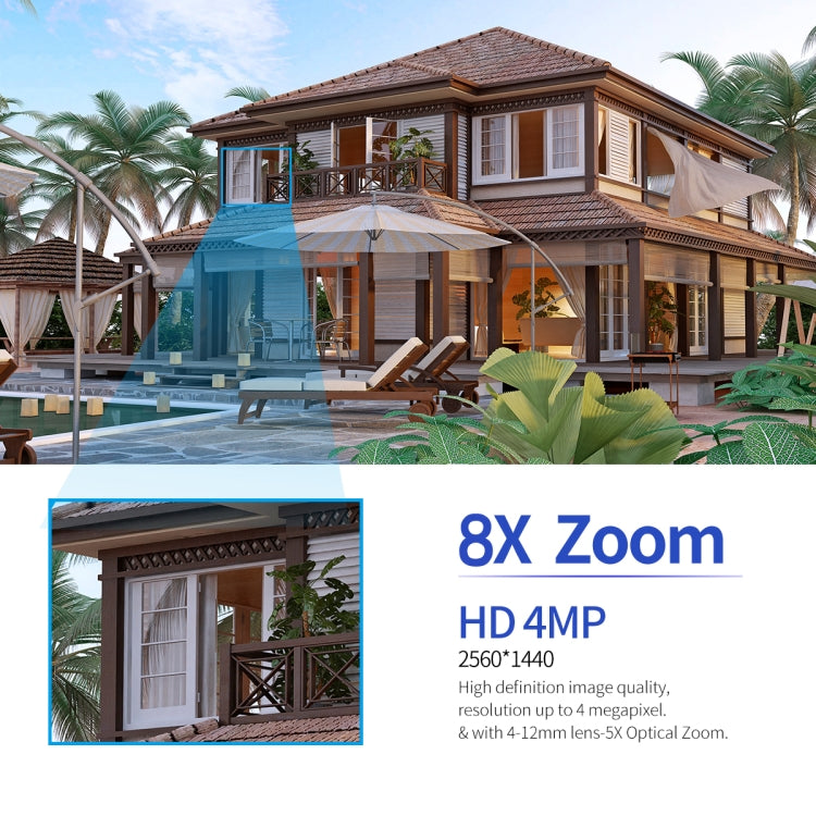 ESCAM G03 2x4MP Dual Lens Zoom 8X Dual Light Source WiFi Camera Support Two-way Voice & Motion Detection(UK Plug) - Wireless Camera by ESCAM | Online Shopping UK | buy2fix