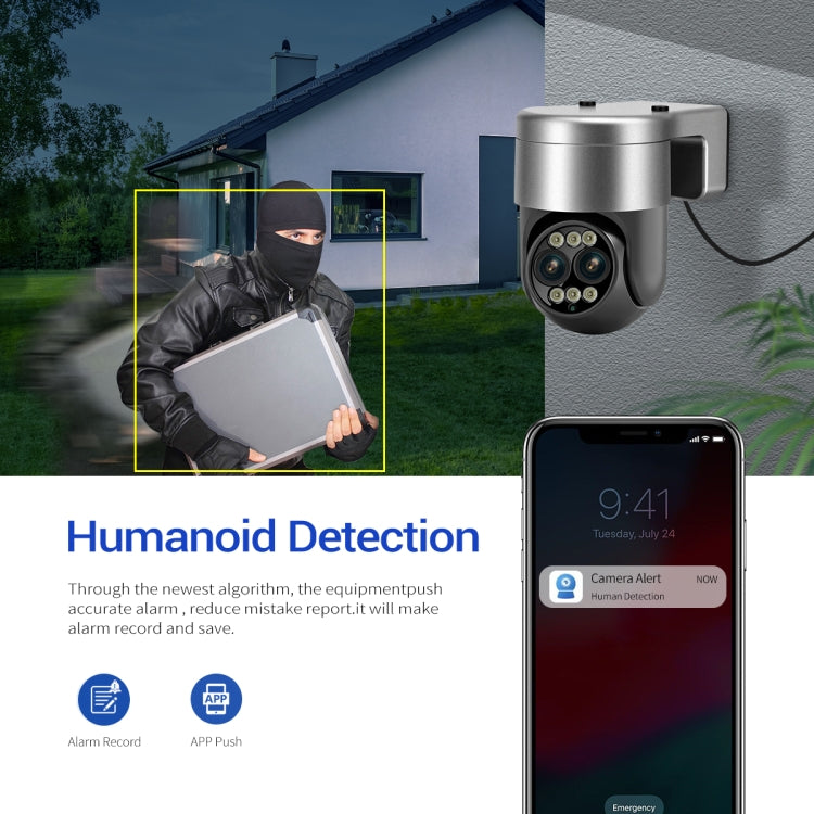 ESCAM G03 2x4MP Dual Lens Zoom 8X Dual Light Source WiFi Camera Support Two-way Voice & Motion Detection(UK Plug) - Wireless Camera by ESCAM | Online Shopping UK | buy2fix