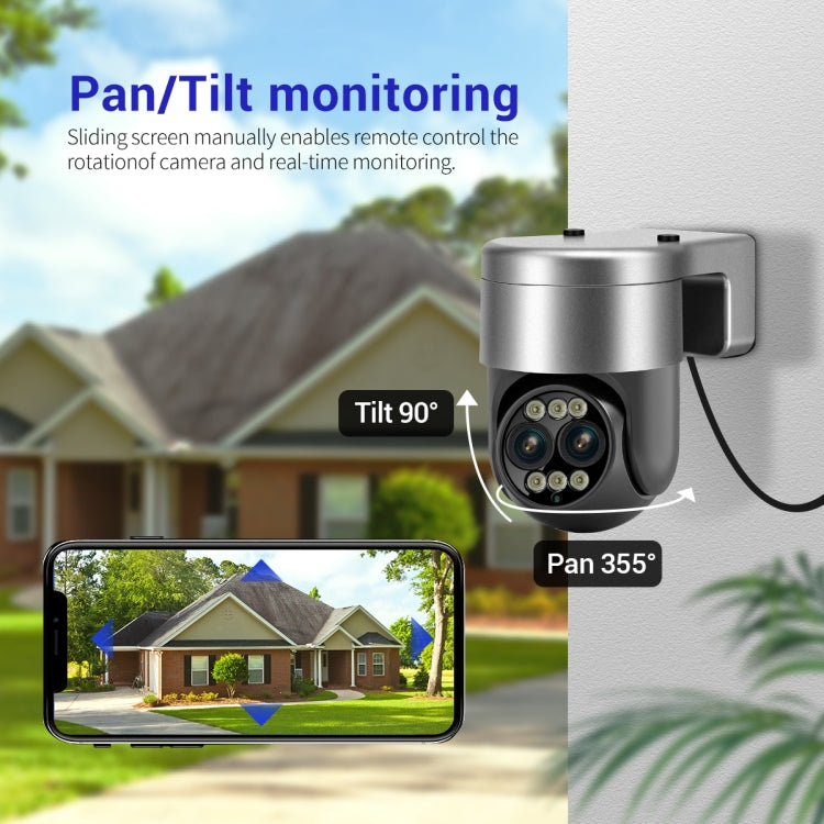 ESCAM G03 2x4MP Dual Lens Zoom 8X Dual Light Source WiFi Camera Support Two-way Voice & Motion Detection(UK Plug) - Wireless Camera by ESCAM | Online Shopping UK | buy2fix