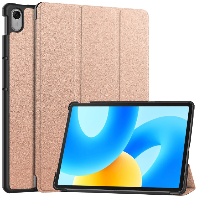 For Huawei MatePad 11.5 2023 Custer Texture 3-Fold Holder Leather Tablet Case(Rose Gold) - Huawei by buy2fix | Online Shopping UK | buy2fix