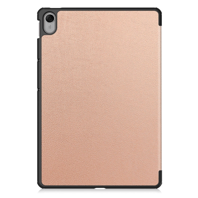For Huawei MatePad 11.5 2023 Custer Texture 3-Fold Holder Leather Tablet Case(Rose Gold) - Huawei by buy2fix | Online Shopping UK | buy2fix