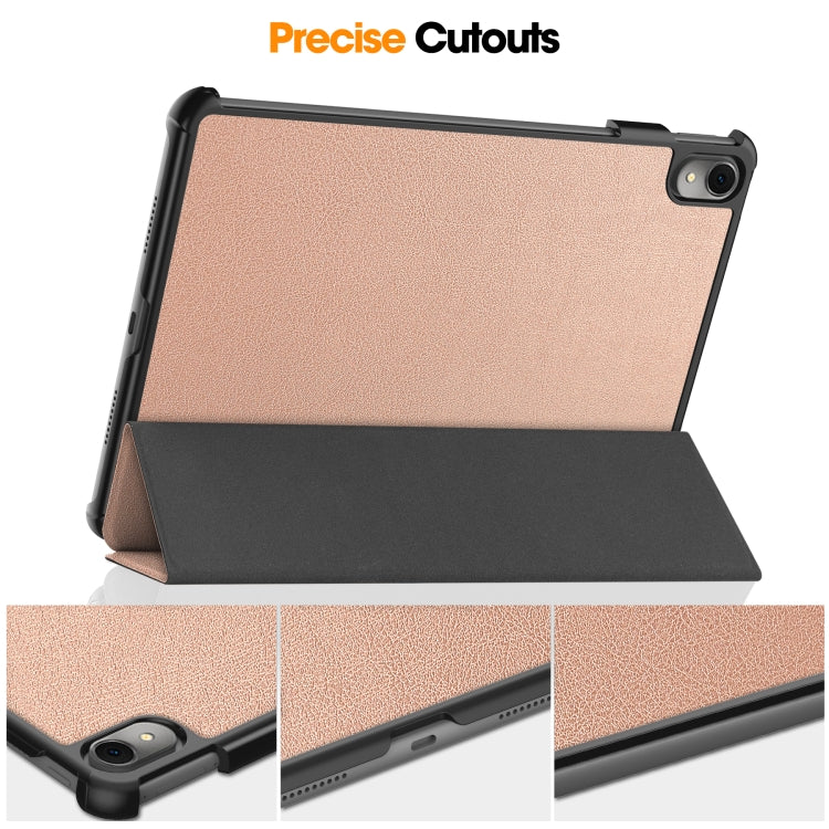 For Huawei MatePad 11.5 2023 Custer Texture 3-Fold Holder Leather Tablet Case(Rose Gold) - Huawei by buy2fix | Online Shopping UK | buy2fix