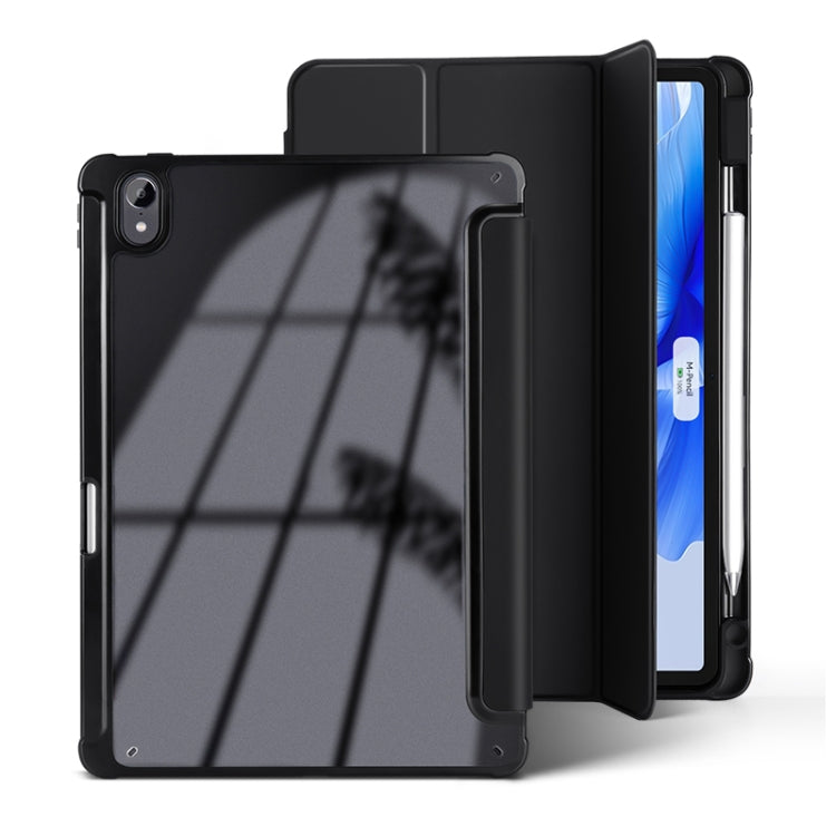 For Huawei MatePad Air 11.5 inch 3-Fold Clear Acrylic Leather Tablet Case(Black) - Huawei by buy2fix | Online Shopping UK | buy2fix