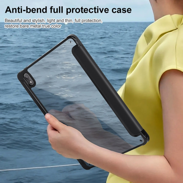 For Huawei MatePad Air 11.5 inch 3-Fold Clear Acrylic Leather Tablet Case(Black) - Huawei by buy2fix | Online Shopping UK | buy2fix