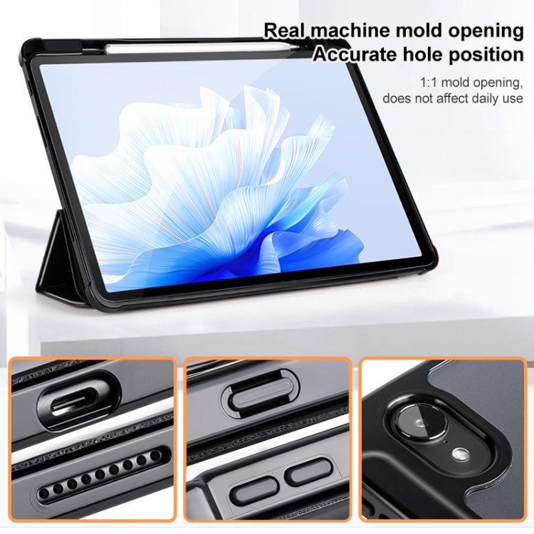 For Huawei MatePad Air 11.5 inch 3-Fold Clear Acrylic Leather Tablet Case(Black) - Huawei by buy2fix | Online Shopping UK | buy2fix