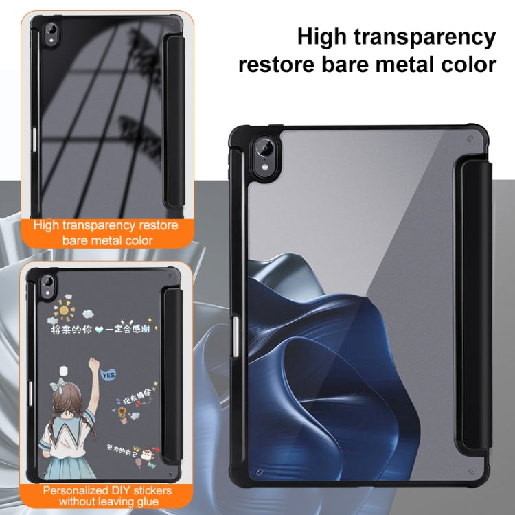 For Huawei MatePad Air 11.5 inch 3-Fold Clear Acrylic Leather Tablet Case(Black) - Huawei by buy2fix | Online Shopping UK | buy2fix