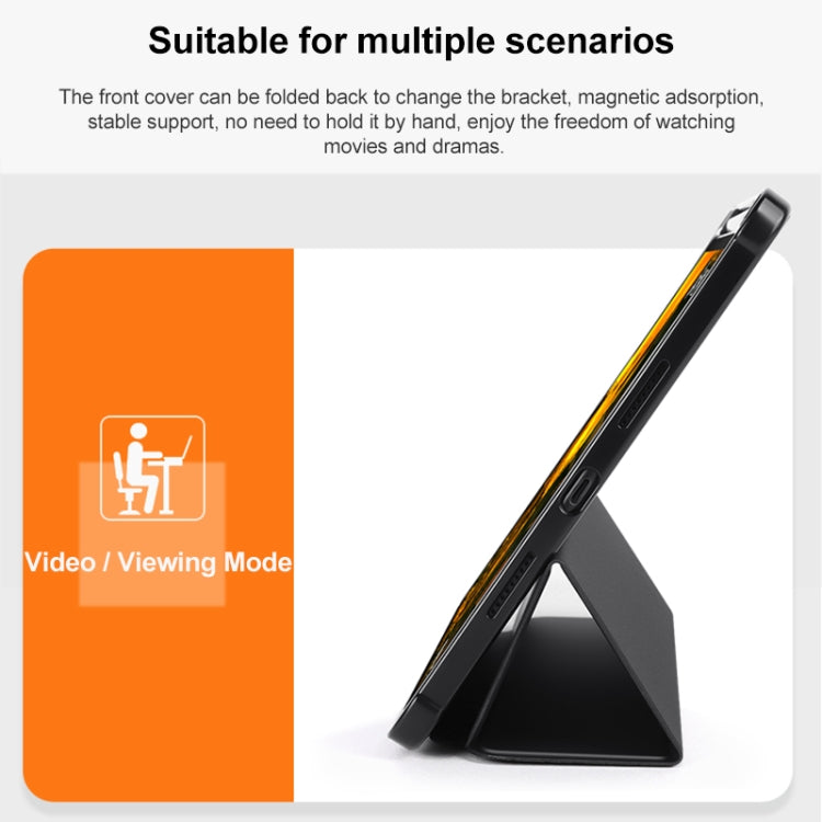 For Huawei MatePad Air 11.5 inch 3-Fold Clear Acrylic Leather Tablet Case(Black) - Huawei by buy2fix | Online Shopping UK | buy2fix