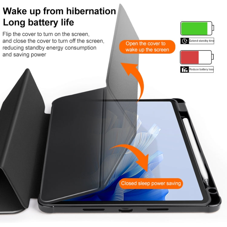 For Huawei MatePad Air 11.5 inch 3-Fold Clear Acrylic Leather Tablet Case(Black) - Huawei by buy2fix | Online Shopping UK | buy2fix