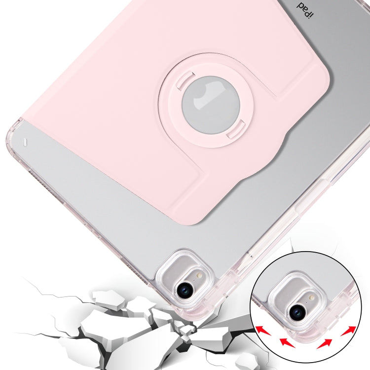 For iPad Pro 11 2022 / Air 10.9 2022 Clear Acrylic 360 Rotation Detachable Leather Tablet Case(Pink) by buy2fix