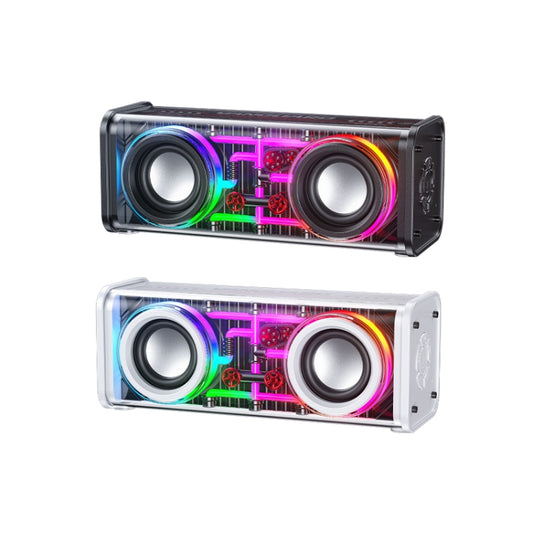 WK D45 10W Dual Speaker Transparent Mecha Bluetooth Speaker(Black) by WK