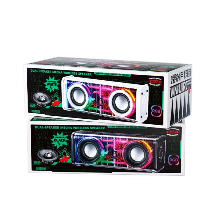 WK D45 10W Dual Speaker Transparent Mecha Bluetooth Speaker(White) by WK