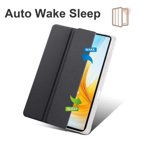 For Honor MagicPad 13 inch 3-folding Transparent TPU Smart Leather Tablet Case(Black) by buy2fix