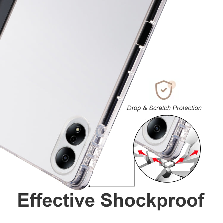 For Honor MagicPad 13 inch 3-folding Transparent TPU Smart Leather Tablet Case(Black) by buy2fix