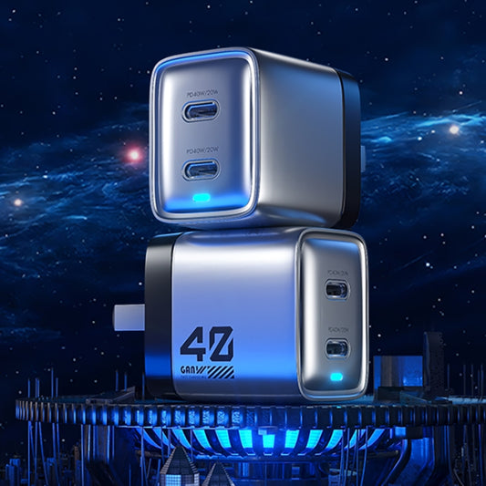 WK WP-U02 40W Dual USB-C / Type-C Interface Gallium Nitride Fast Charger(Silver) by WK