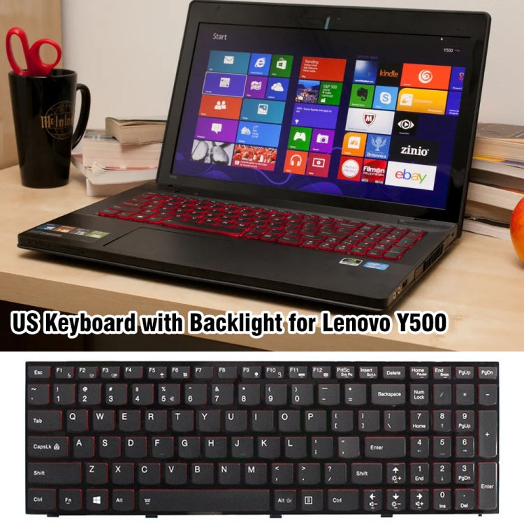 For Lenovo IBM Y500 / Y500N / Y510P / Y590 US Version Backlight Laptop Keyboard with Frame by buy2fix