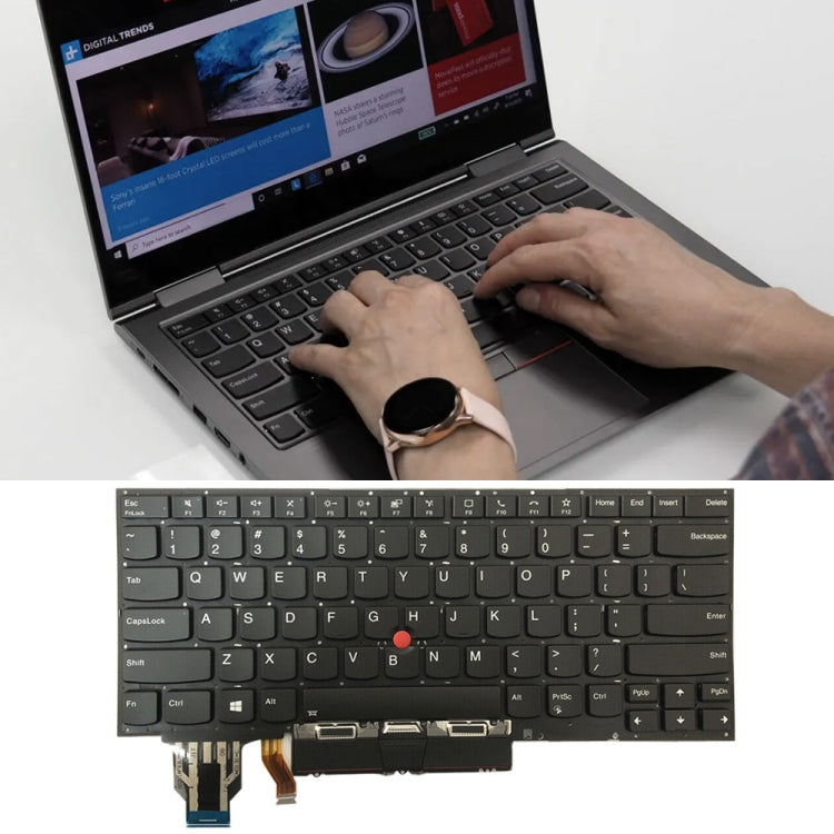 For Lenovo ThinkPad X1 Yoga 4th Gen 20QF US Version Backlight Laptop Keyboard with Touchpad Button(Dark Grey) by buy2fix