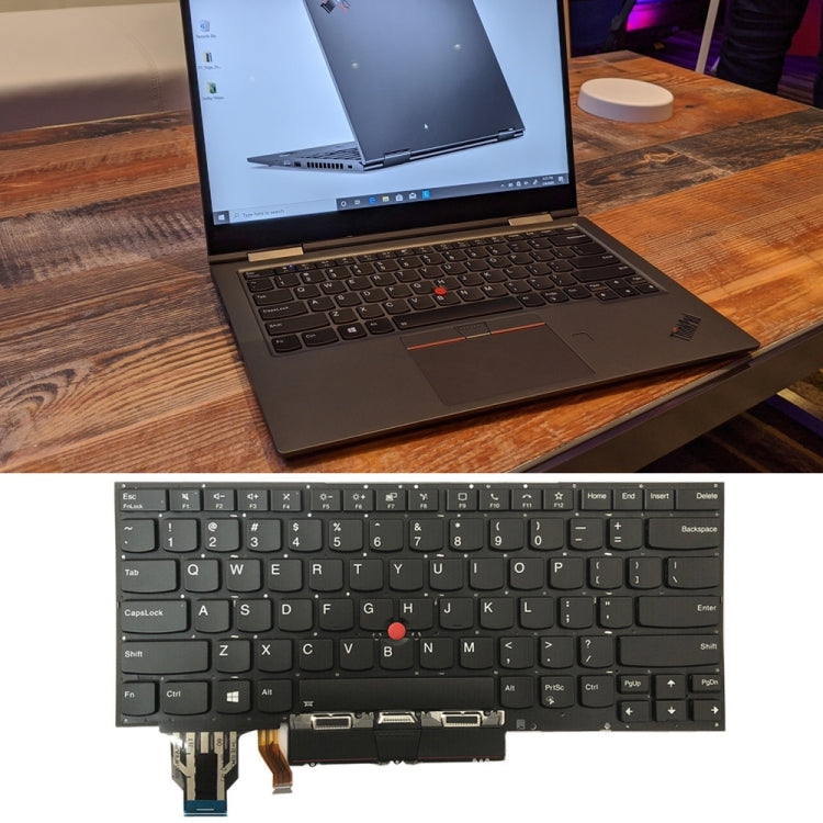 For Lenovo ThinkPad X1 Yoga 5th Gen 20UB US Version Backlight Laptop Keyboard with Touchpad Button(Dark Grey) by buy2fix