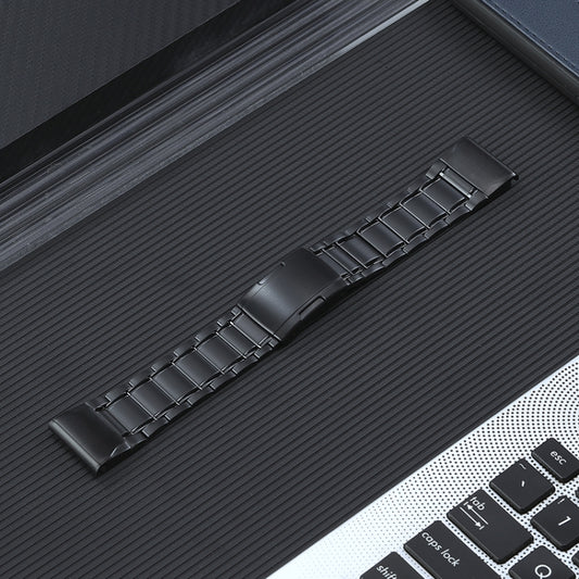 For Garmin Tactix 7 Pro/Fenix 7X/6X Pro 26mm Quick Release Five Bead Titanium Steel Watch Band(Black) by buy2fix