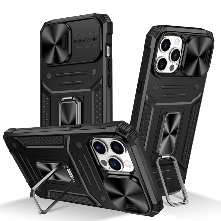 For iPhone 12 Pro Max Camshield Robot TPU Hybrid PC Phone Case(Black) - iPhone 12 Pro Max Cases by buy2fix | Online Shopping UK | buy2fix