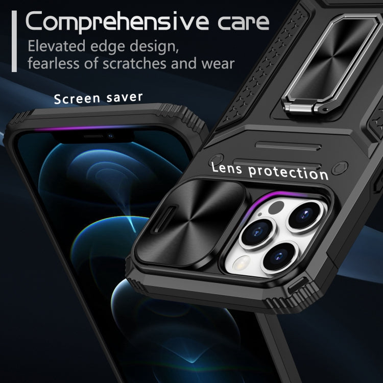 For iPhone 12 Pro Max Camshield Robot TPU Hybrid PC Phone Case(Black) - iPhone 12 Pro Max Cases by buy2fix | Online Shopping UK | buy2fix