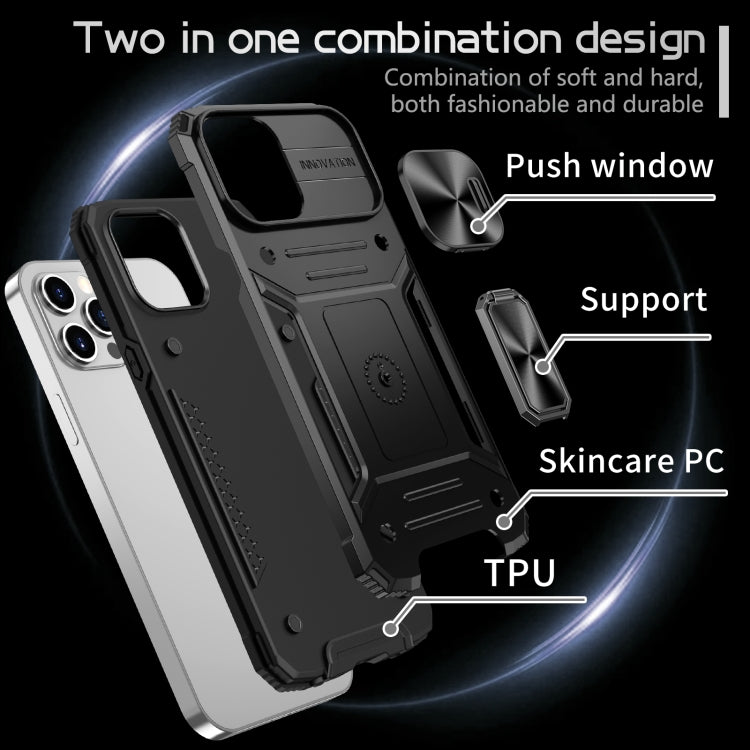 For iPhone 12 Pro Max Camshield Robot TPU Hybrid PC Phone Case(Black) - iPhone 12 Pro Max Cases by buy2fix | Online Shopping UK | buy2fix
