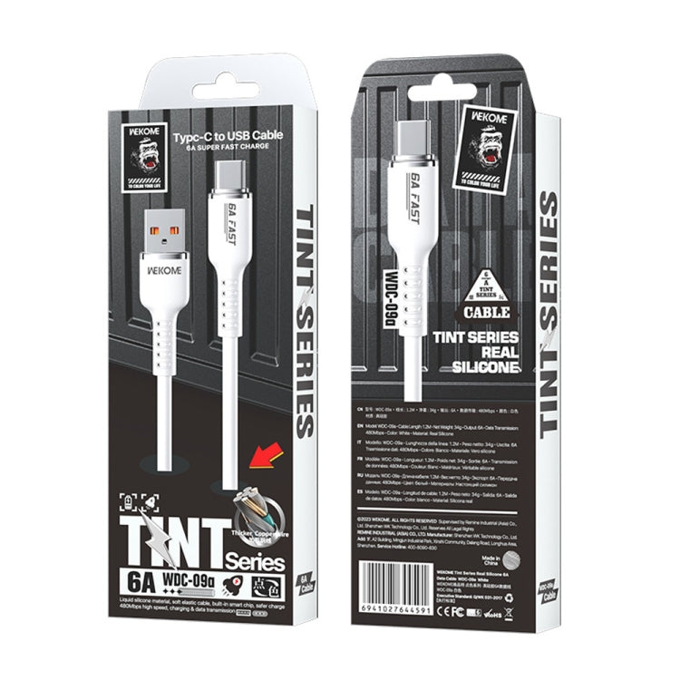 WK WDC-09a 6A USB to USB-C/Type-C Silicone Data Cable, Length: 1.2m(White) - USB-C & Type-C Cable by WK | Online Shopping UK | buy2fix