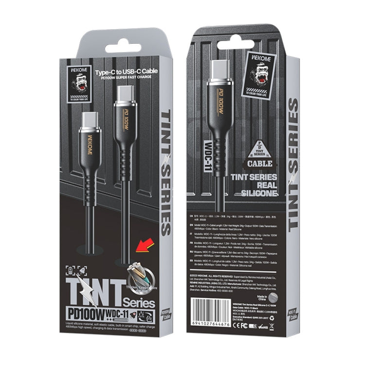 WK WDC-11 100W USB-C/Type-C to USB-C/Type-C Silicone Data Cable, Length: 1.2m(Black) by WK