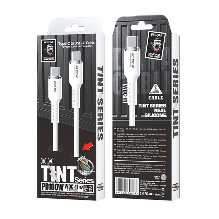WK WDC-11 100W USB-C/Type-C to USB-C/Type-C Silicone Data Cable, Length: 1.2m(White) - USB-C & Type-C Cable by WK | Online Shopping UK | buy2fix