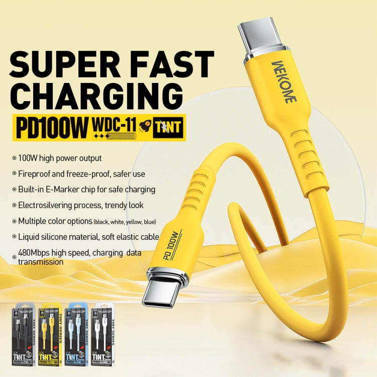 WK WDC-11 100W USB-C/Type-C to USB-C/Type-C Silicone Data Cable, Length: 1.2m(Yellow) - USB-C & Type-C Cable by WK | Online Shopping UK | buy2fix