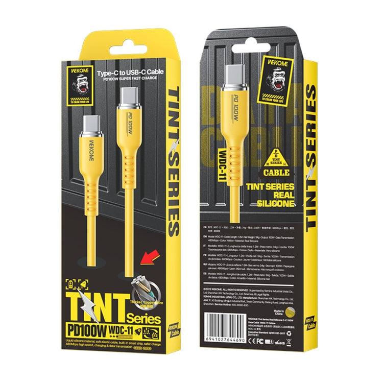 WK WDC-11 100W USB-C/Type-C to USB-C/Type-C Silicone Data Cable, Length: 1.2m(Yellow) - USB-C & Type-C Cable by WK | Online Shopping UK | buy2fix
