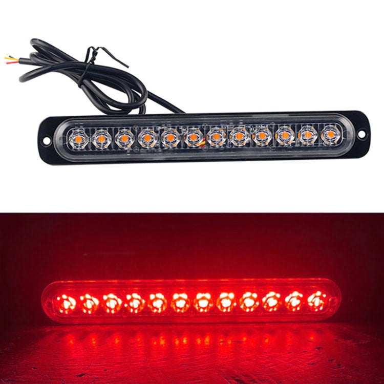 DC12V-24V / 36W Car Truck Emergency Strobe Flash Warning Light 12LEDs Long Ultra-thin Side Lights(Red) - Warning Lights by buy2fix | Online Shopping UK | buy2fix