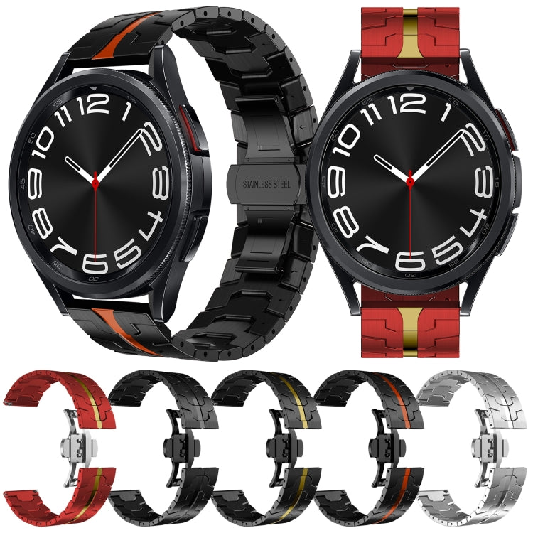 For Samsung Galaxy Watch 6 / 6 Classic Stainless Steel Metal Watch Band(Black Gold) by buy2fix