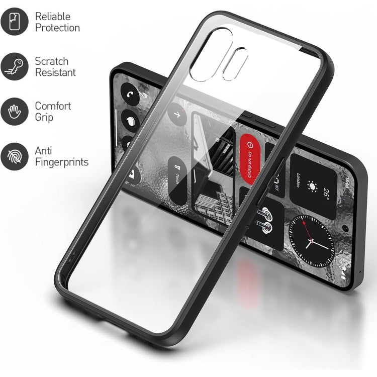 For Nothing Phone 2 Transparent Shockproof TPU Phone Case(Black) - Nothing Cases by buy2fix | Online Shopping UK | buy2fix