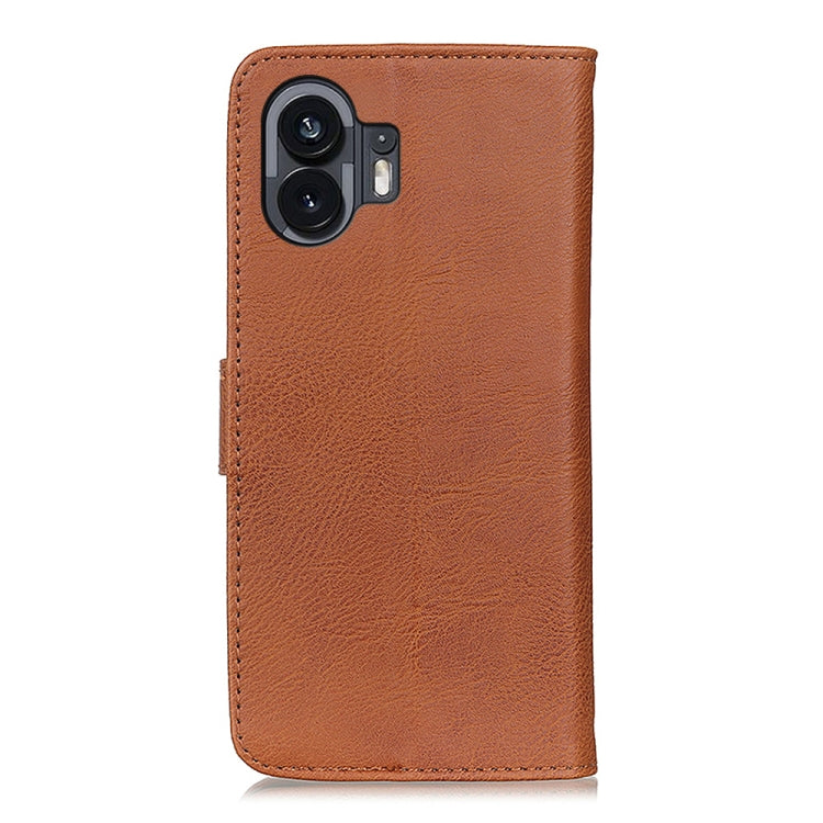 For Nothing Phone 2 KHAZNEH Cowhide Texture Leather Phone Case(Brown) - Nothing Cases by buy2fix | Online Shopping UK | buy2fix