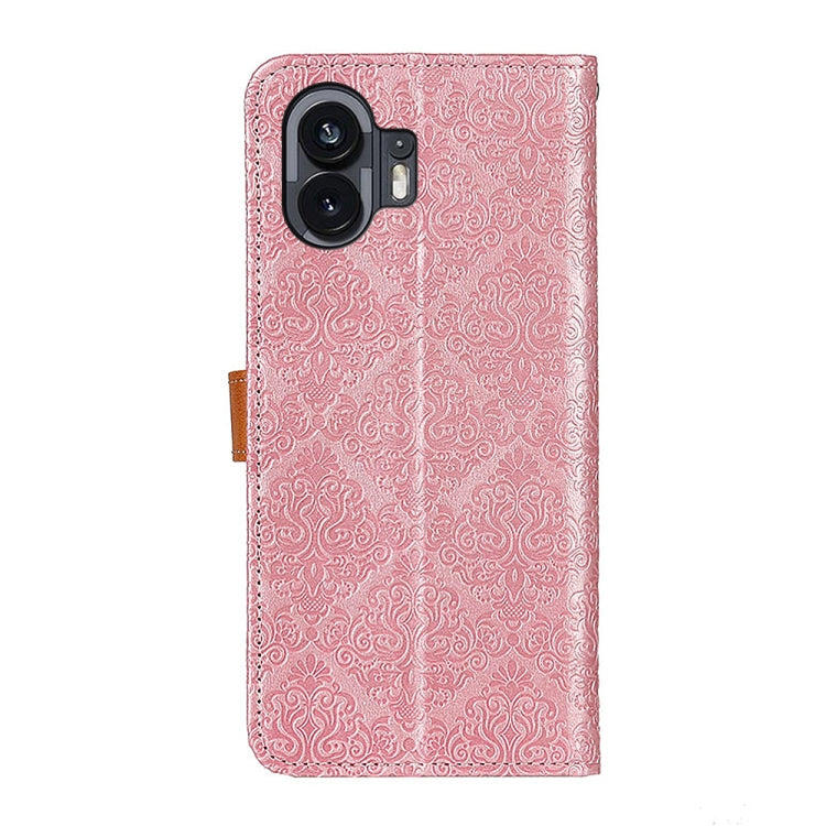 For Nothing Phone 2 European Floral Embossed Leather Phone Case(Pink) - Nothing Cases by buy2fix | Online Shopping UK | buy2fix