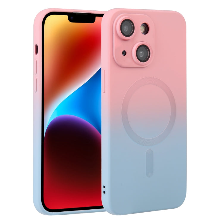 For iPhone 15 Plus Liquid TPU Silicone Gradient MagSafe Phone Case(Pink Blue) - iPhone 15 Plus Cases by buy2fix | Online Shopping UK | buy2fix