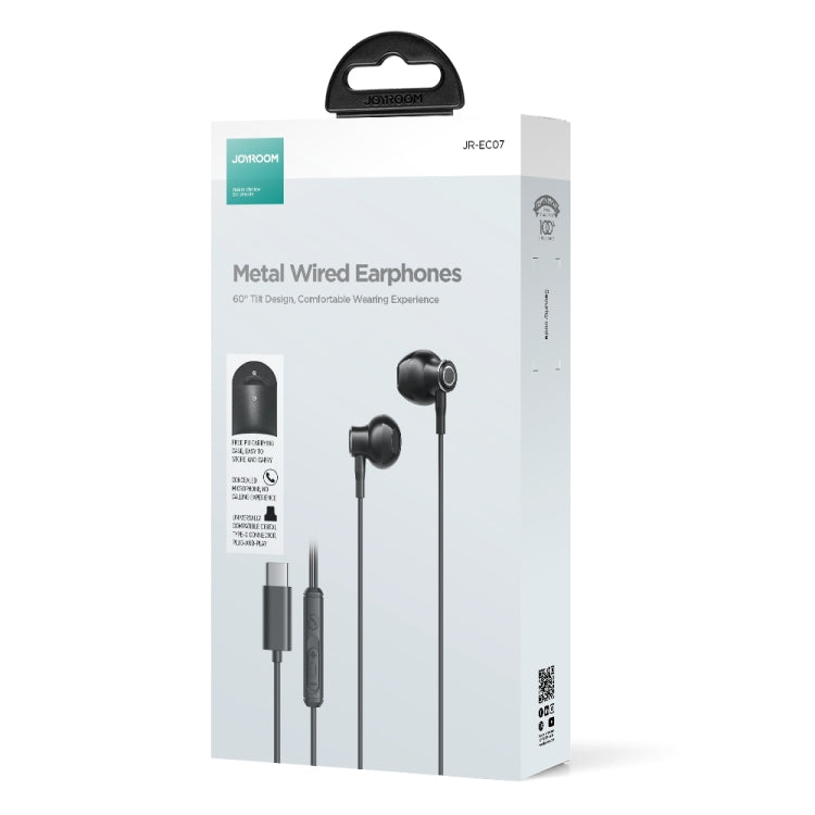 JOYRO0M JR-EC07 Type-C Metal Half In-Ear Wired Earphone, Length: 1.2m(Black) by JOYROOM