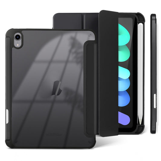 For iPad mini 6 / mini 2024 3-folding Acrylic Smart Leather Tablet Case(Black) - iPad mini 6 Cases by buy2fix | Online Shopping UK | buy2fix